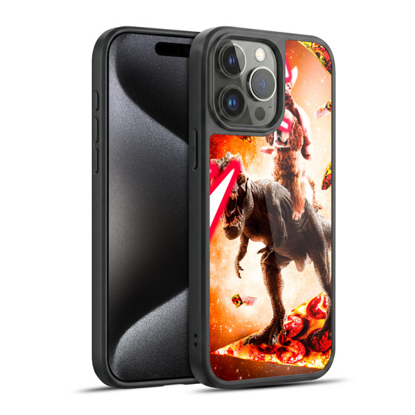 Random Galaxy Space Cat Dinosaur & Dog Lazer Eye Gel Armour Case For Apple iPhone 15 Pro Max
