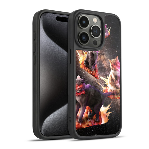 Random Galaxy Space Cat Fire Pizza Gel Armour Case For Apple iPhone 15 Pro