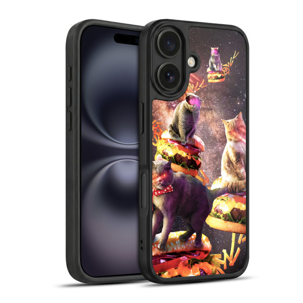 Random Galaxy Space Cat Burger & Fries Gel Armour Case For Apple iPhone 16
