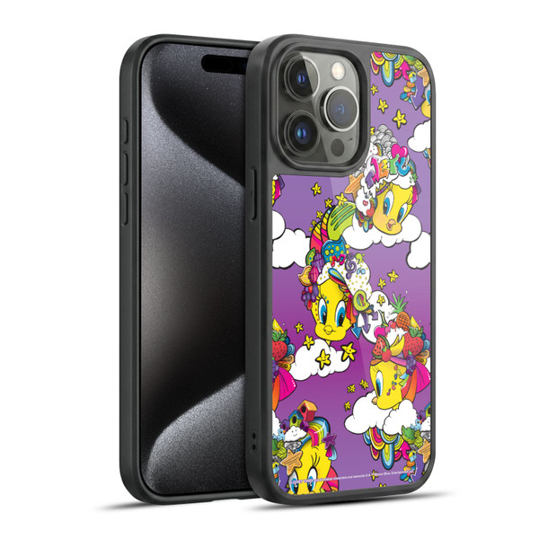 Looney Tunes Patterns Tweety Purple Gel Armour Case For Apple iPhone 15 Pro Max