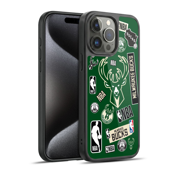NBA Milwaukee Bucks Sticker Collage Gel Armour Case For Apple iPhone 15 Pro Max