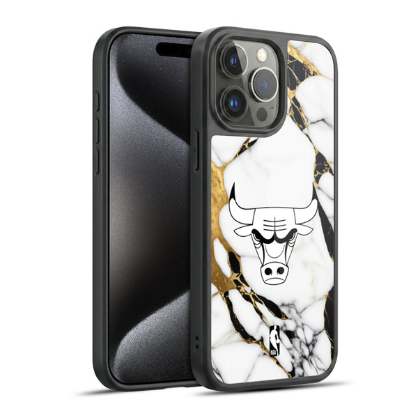 NBA Chicago Bulls White Marble Gel Armour Case For Apple iPhone 15 Pro Max