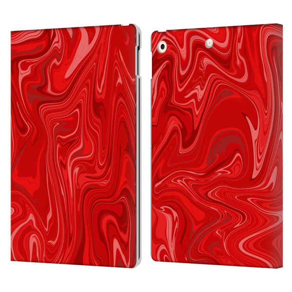 Suzan Lind Marble 2 Red Leather Book Wallet Case Cover For Apple iPad 10.2 2019/2020/2021