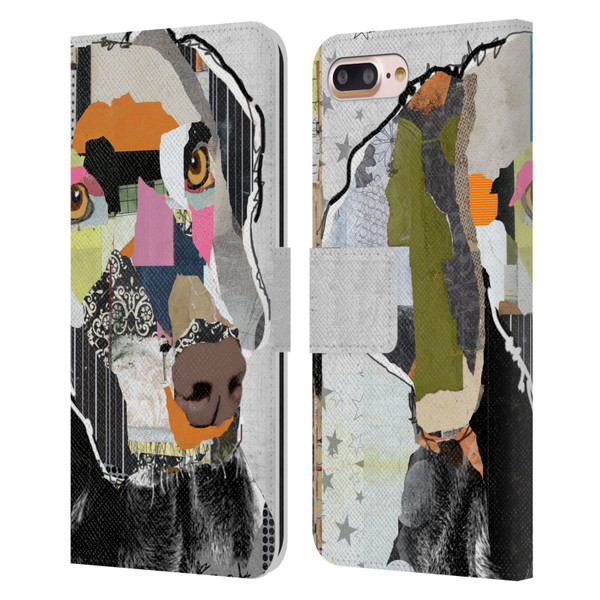 Michel Keck Dogs 2 Weimaraner Leather Book Wallet Case Cover For Apple iPhone 7 Plus / iPhone 8 Plus
