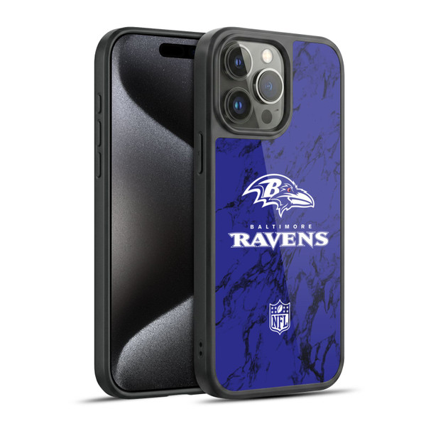 NFL Baltimore Ravens Graphics Coloured Marble Gel Armour Case For Apple iPhone 15 Pro Max