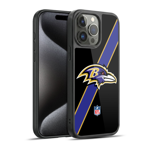 NFL Baltimore Ravens Logo Stripes Gel Armour Case For Apple iPhone 15 Pro Max