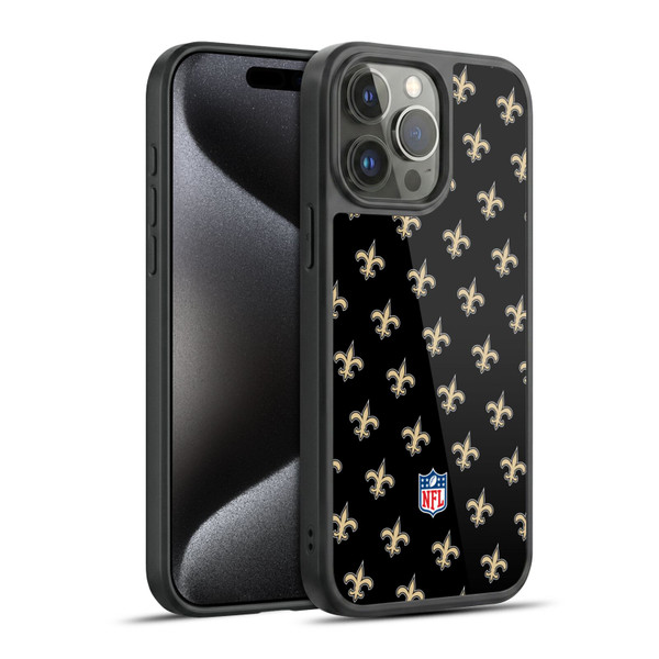 NFL New Orleans Saints Artwork Patterns Gel Armour Case For Apple iPhone 15 Pro Max