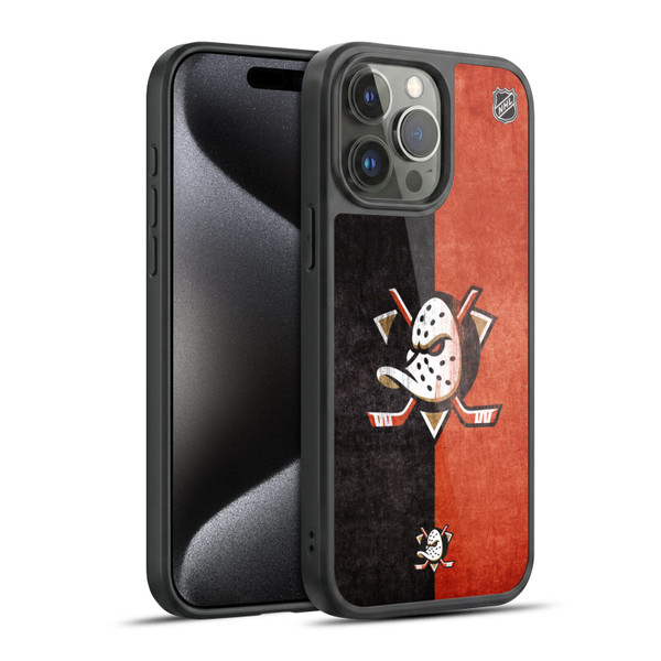 NHL Anaheim Ducks Half Distressed Gel Armour Case For Apple iPhone 15 Pro Max