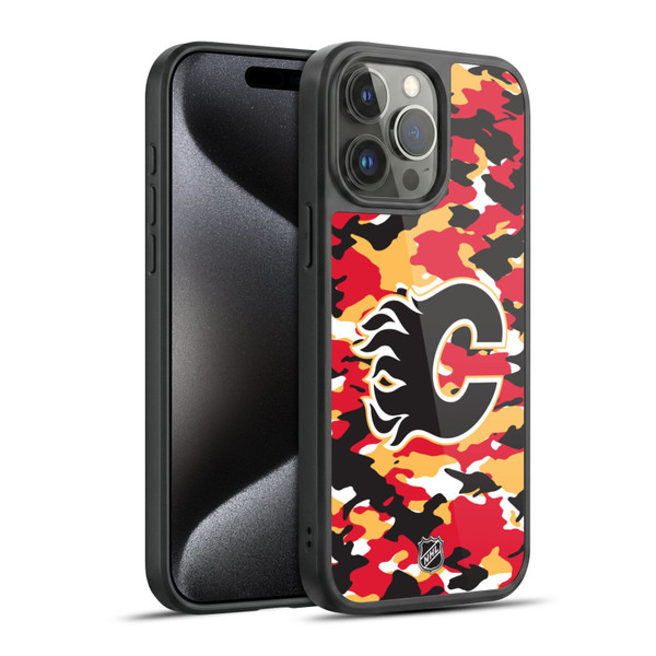 NHL Calgary Flames Camouflage Gel Armour Case For Apple iPhone 15 Pro Max