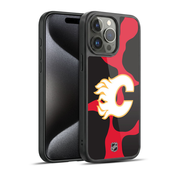 NHL Calgary Flames Cow Pattern Gel Armour Case For Apple iPhone 15 Pro Max