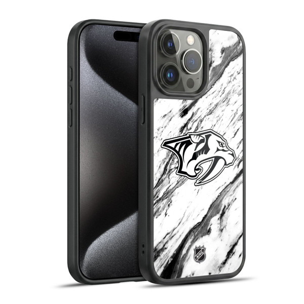 NHL Nashville Predators Marble Gel Armour Case For Apple iPhone 15 Pro Max