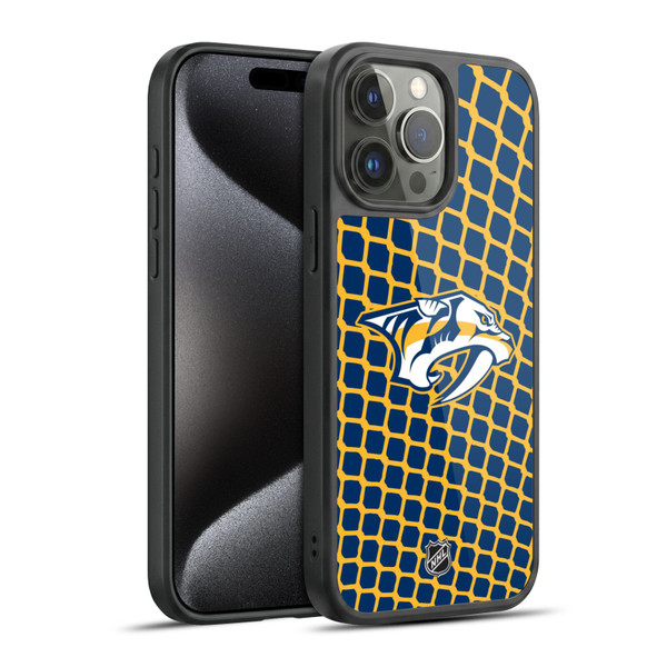 NHL Nashville Predators Net Pattern Gel Armour Case For Apple iPhone 15 Pro Max