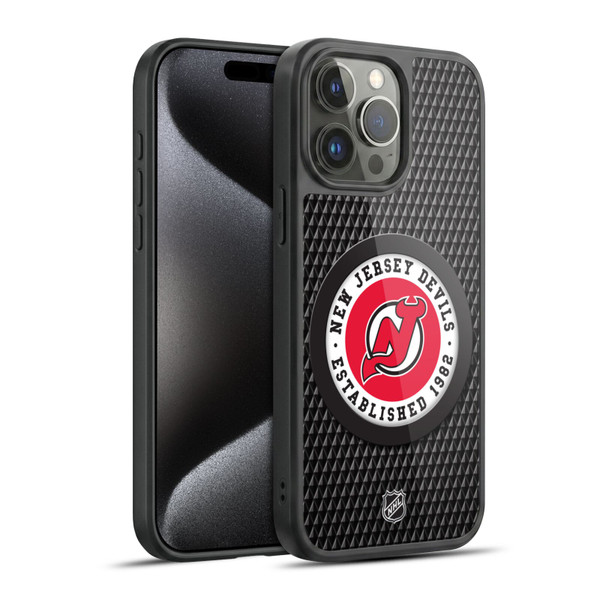 NHL New Jersey Devils Puck Texture Gel Armour Case For Apple iPhone 15 Pro Max