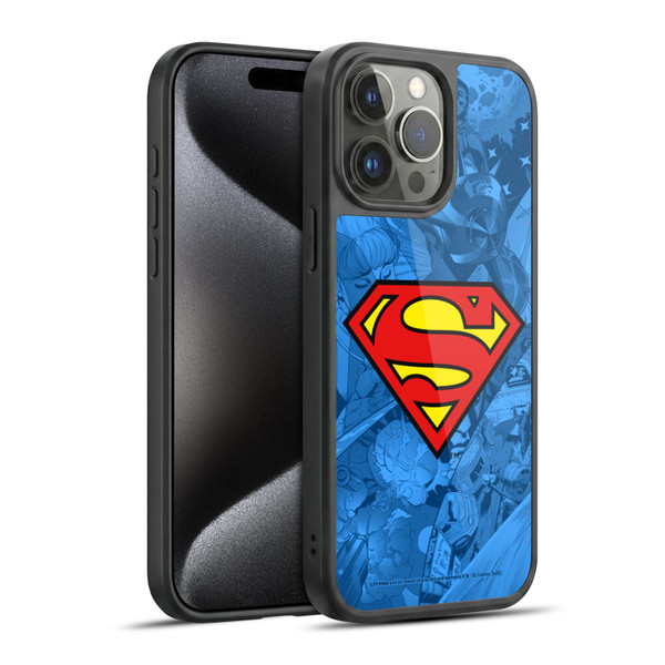 Superman DC Comics Comicbook Art Collage Gel Armour Case For Apple iPhone 15 Pro Max