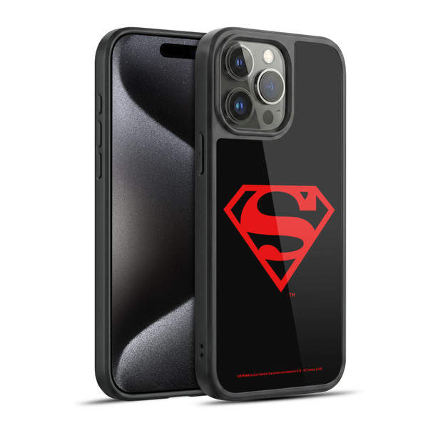 Superman DC Comics Logos Black And Red Gel Armour Case For Apple iPhone 15 Pro Max