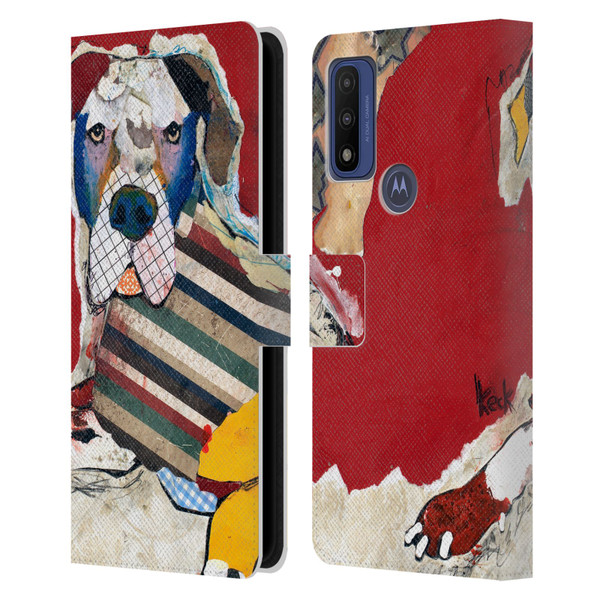 Michel Keck Dogs 2 Great Dane Leather Book Wallet Case Cover For Motorola G Pure