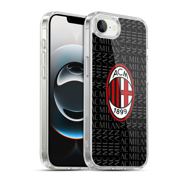 AC Milan Crest Patterns Red And Grey Soft Gel Case for Apple iPhone 16e / Apple iPhone 17e & MagSafe