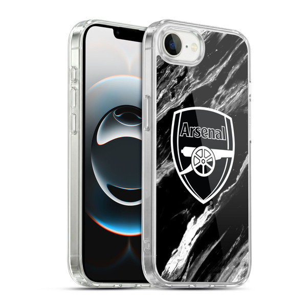 Arsenal FC Crest Patterns Marble Soft Gel Case for Apple iPhone 16e / Apple iPhone 17e & MagSafe