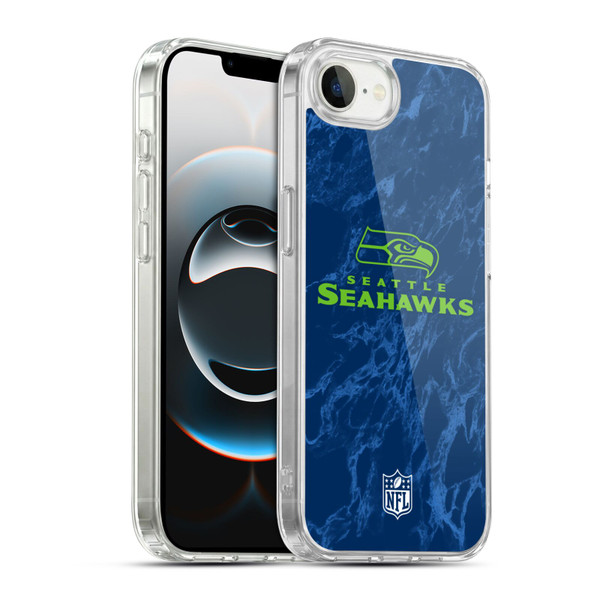 NFL Seattle Seahawks Graphics Coloured Marble Soft Gel Case for Apple iPhone 16e / Apple iPhone 17e & MagSafe