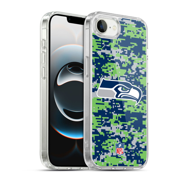 NFL Seattle Seahawks Graphics Digital Camouflage Soft Gel Case for Apple iPhone 16e / Apple iPhone 17e & MagSafe