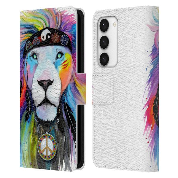 Pixie Cold Cats Hippy Lion Leather Book Wallet Case Cover For Samsung Galaxy S23 5G