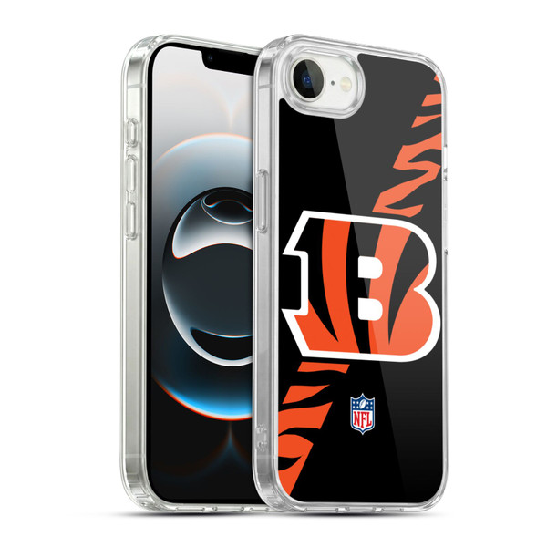 NFL Cincinnati Bengals Logo Stripes Soft Gel Case for Apple iPhone 16e / Apple iPhone 17e & MagSafe