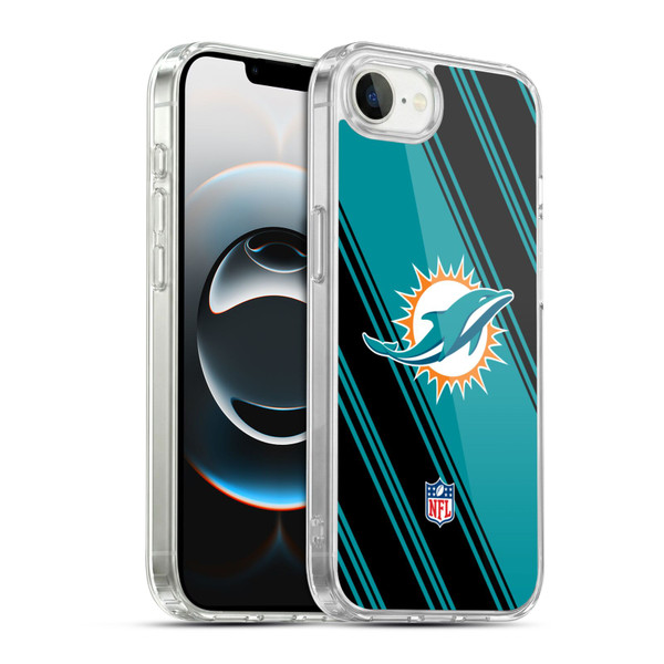 NFL Miami Dolphins Artwork Stripes Soft Gel Case for Apple iPhone 16e / Apple iPhone 17e & MagSafe