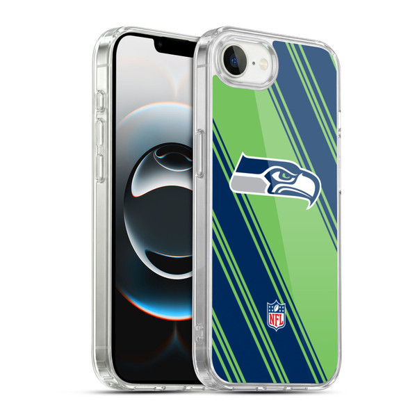 NFL Seattle Seahawks Artwork Stripes Soft Gel Case for Apple iPhone 16e / Apple iPhone 17e & MagSafe