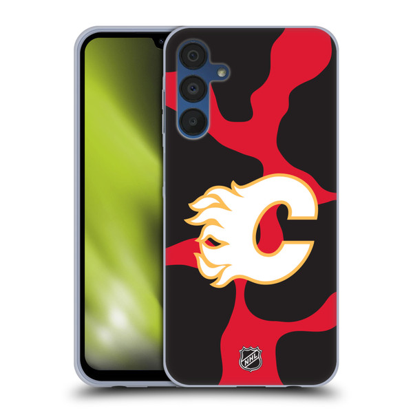 NHL Calgary Flames Cow Pattern Soft Gel Case for Samsung Galaxy A15 & MagSafe