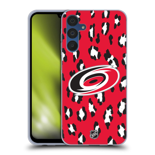 NHL Carolina Hurricanes Leopard Pattern Soft Gel Case for Samsung Galaxy A15 & MagSafe