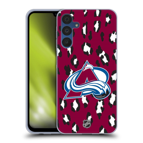 NHL Colorado Avalanche Leopard Pattern Soft Gel Case for Samsung Galaxy A15 & MagSafe