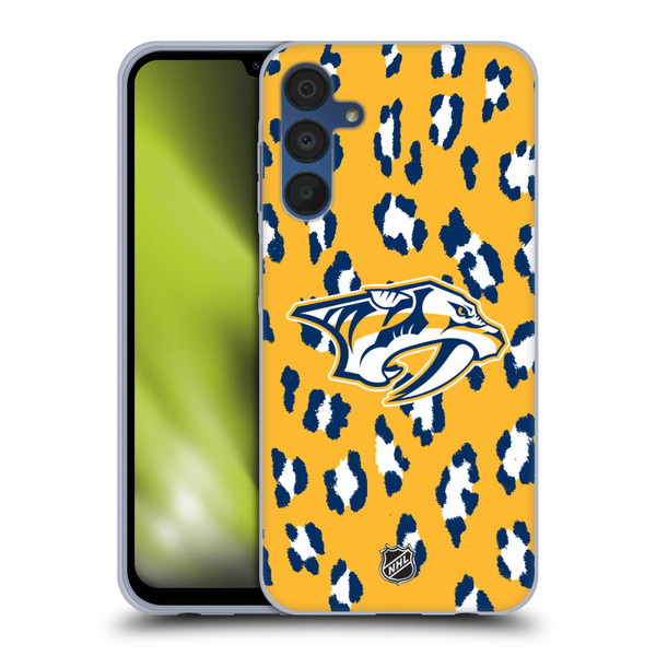 NHL Nashville Predators Leopard Pattern Soft Gel Case for Samsung Galaxy A15 & MagSafe
