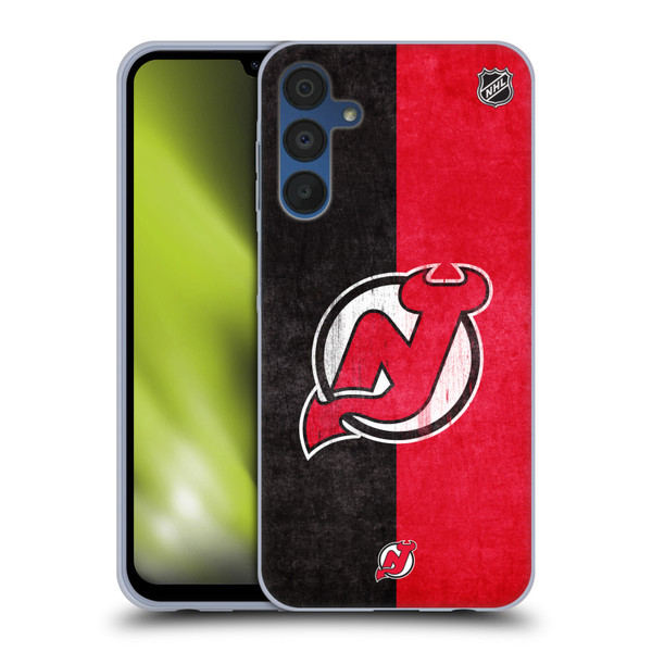 NHL New Jersey Devils Half Distressed Soft Gel Case for Samsung Galaxy A15 & MagSafe