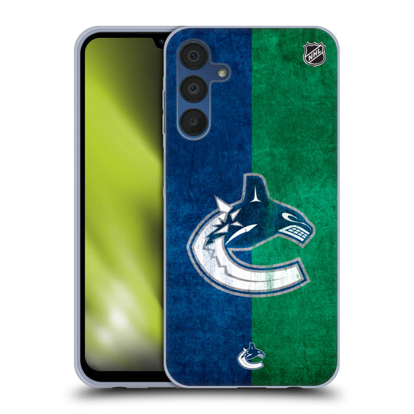 NHL Vancouver Canucks Half Distressed Soft Gel Case for Samsung Galaxy A15 & MagSafe