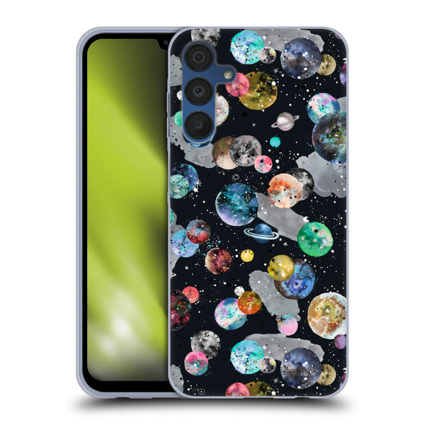 Ninola Colourful Patterns Space Planets Black Soft Gel Case for Samsung Galaxy A15 & MagSafe