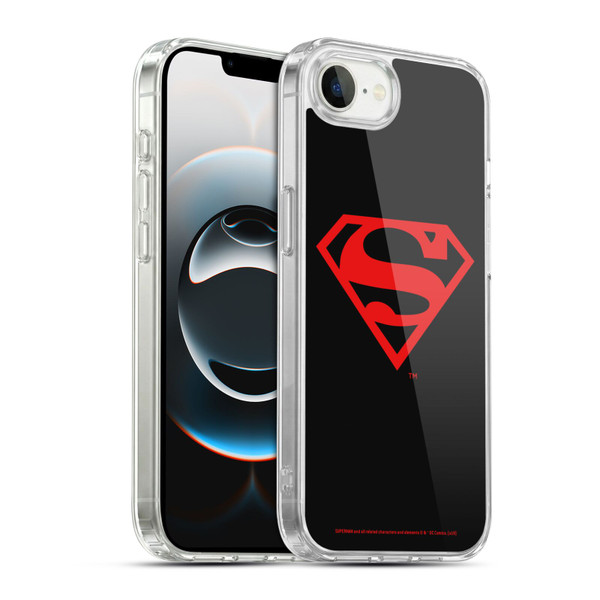 Superman DC Comics Logos Black And Red Soft Gel Case for Apple iPhone 16e / Apple iPhone 17e & MagSafe