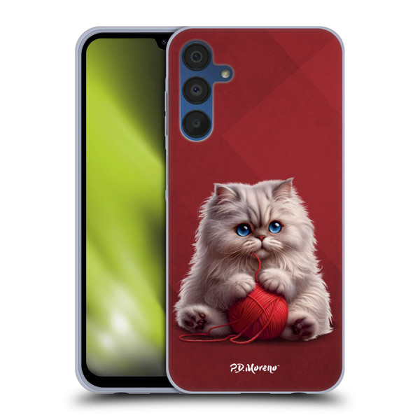 P.D. Moreno Play Cat Artwork Red Yarn Soft Gel Case for Samsung Galaxy A15 & MagSafe