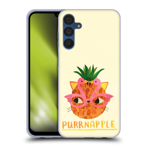 Planet Cat Puns Purrnapple Soft Gel Case for Samsung Galaxy A15 & MagSafe