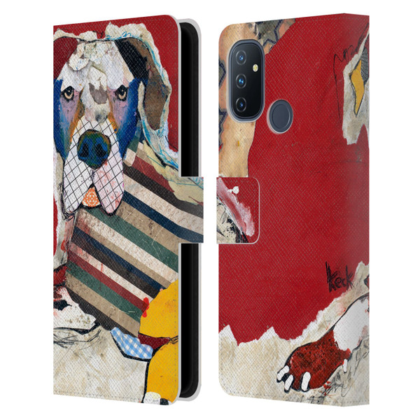 Michel Keck Dogs 2 Great Dane Leather Book Wallet Case Cover For OnePlus Nord N100
