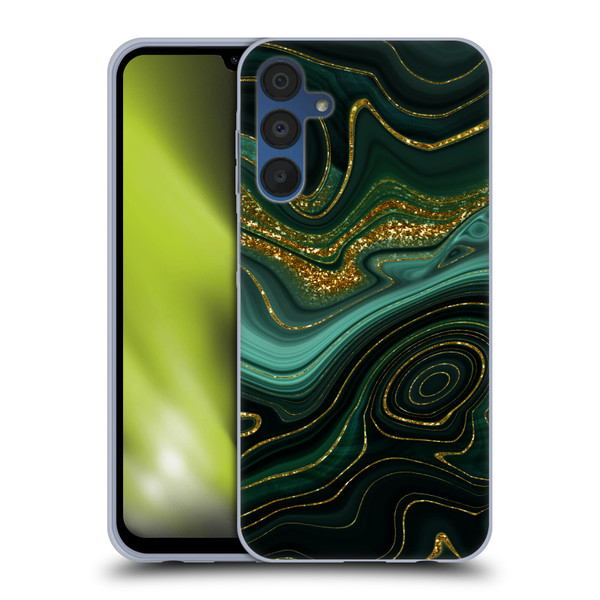 UtArt Malachite Emerald Gilded Teal Soft Gel Case for Samsung Galaxy A15 & MagSafe