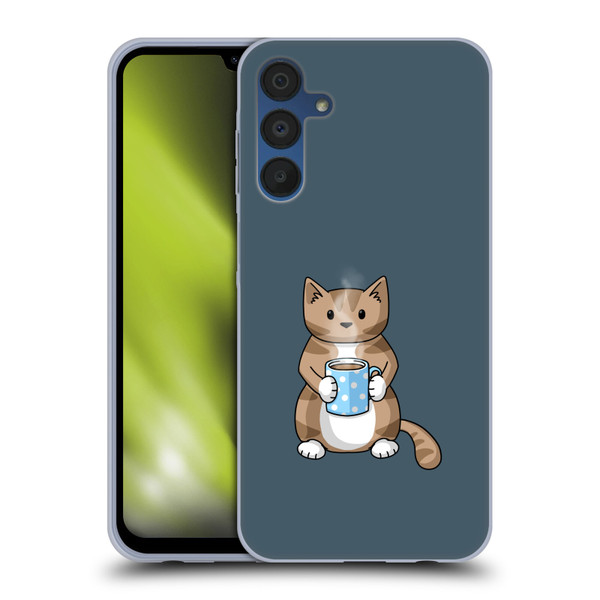 Beth Wilson Doodlecats Coffee Drinking Soft Gel Case for Samsung Galaxy A15 & MagSafe