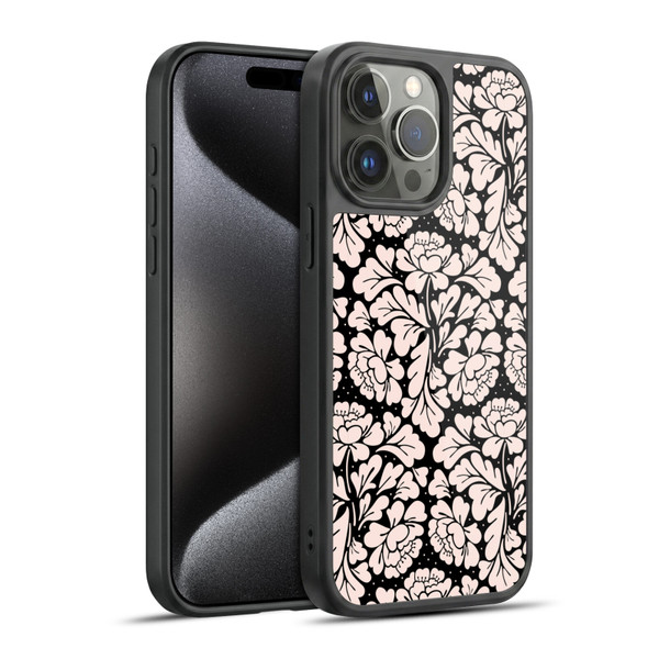 Anis Illustration Flower Pattern 2 Black 1 Gel Armour Case For Apple iPhone 15 Pro Max