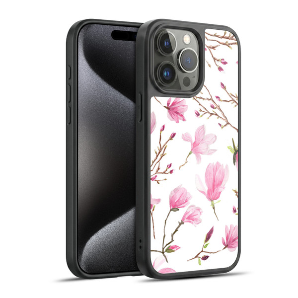 Anis Illustration Flower Pattern 2 Magnolia Gel Armour Case For Apple iPhone 15 Pro Max