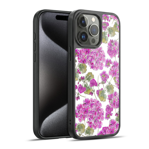 Anis Illustration Flower Pattern 2 Purple Gel Armour Case For Apple iPhone 15 Pro Max