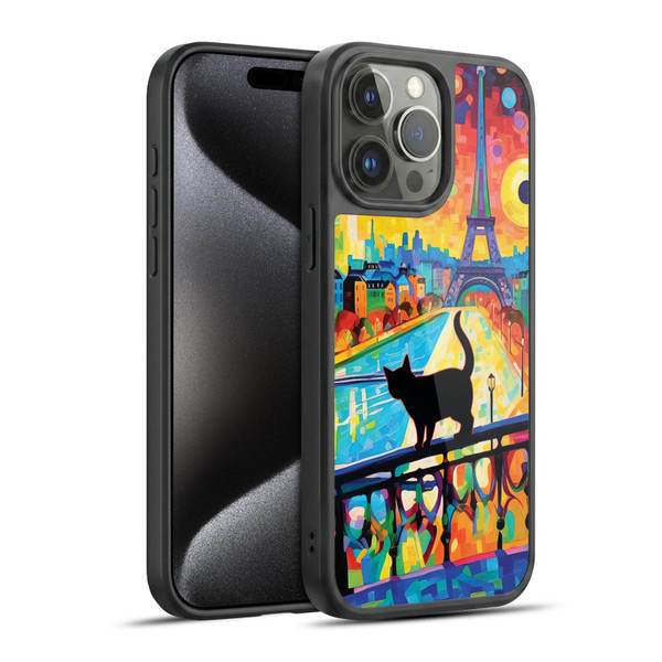 Michael David Ward Psychedelic Art Cat In Midnight Paris Gel Armour Case For Apple iPhone 15 Pro Max