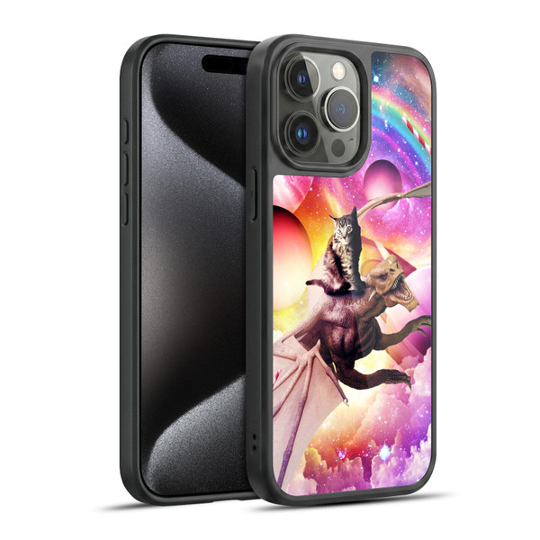 Random Galaxy Mixed Designs Space Dragon & Cat Gel Armour Case For Apple iPhone 15 Pro Max