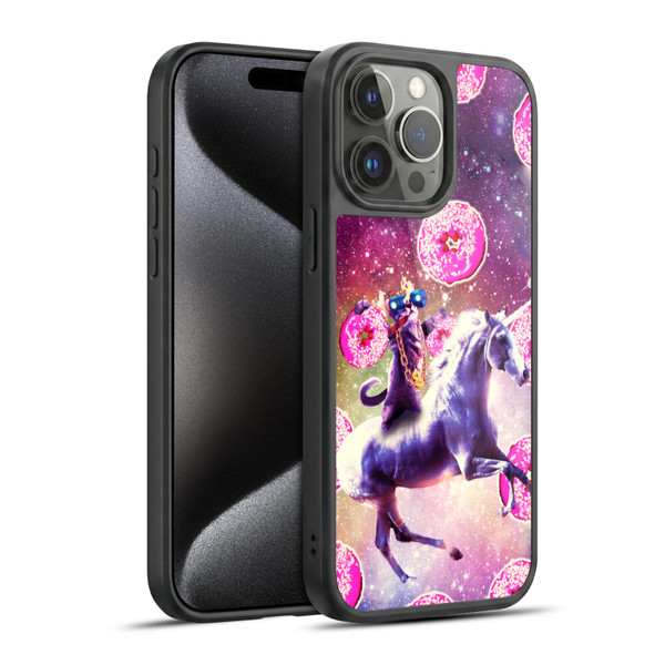 Random Galaxy Mixed Designs Thug Cat Riding Unicorn Gel Armour Case For Apple iPhone 15 Pro Max