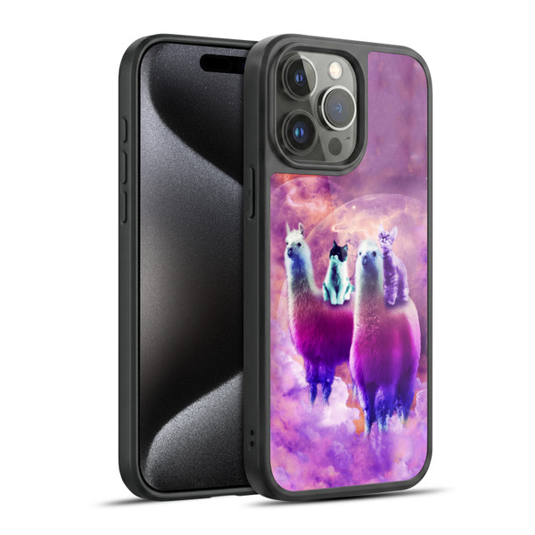 Random Galaxy Space Llama Kitty & Cat Gel Armour Case For Apple iPhone 15 Pro Max