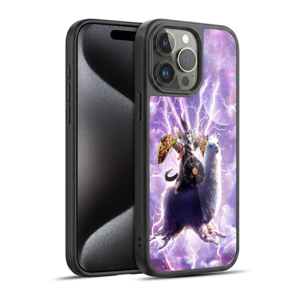 Random Galaxy Space Llama Lazer Cat & Tacos Gel Armour Case For Apple iPhone 15 Pro Max