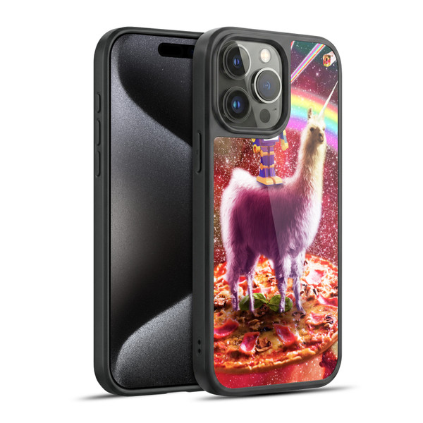 Random Galaxy Space Llama Robot & Pizza Gel Armour Case For Apple iPhone 15 Pro Max